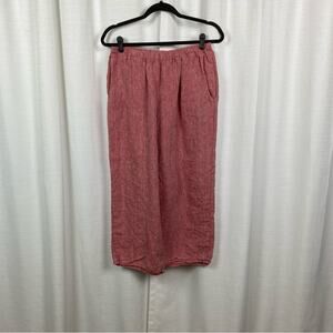 FLAX Red Linen Wide Leg Cropped Pull On Pants Sz.S